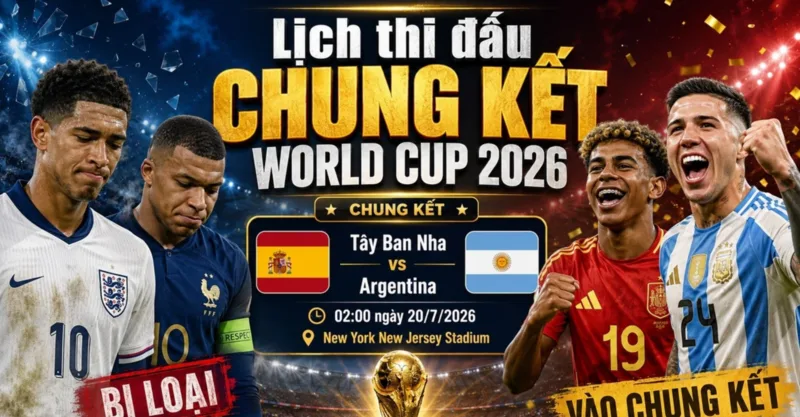 Trận chung kết World Cup 2026 diễn ra lúc 15 giờ ngày 19/7 tại New Jersey, tương ứng 2 giờ sáng ngày 20/7 ở Việt Nam.