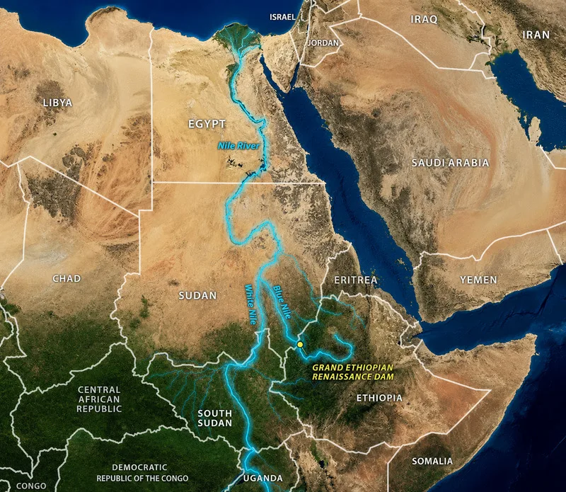 Sông Nile trải dài qua nhiều vùng của châu Phi trước khi đổ ra Địa Trung Hải