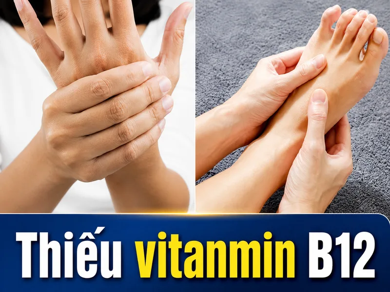 Thiếu vitamin B12 có thể ảnh hưởng đến hệ thần kinh và gây tê, châm chích ở bàn tay hoặc bàn chân.